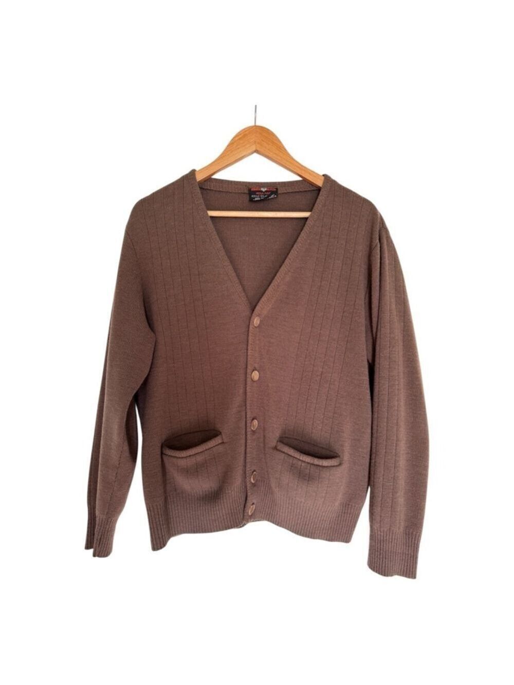 Vintage Brown Grandpa Cardigan Button Front Knit Cozy Normcore